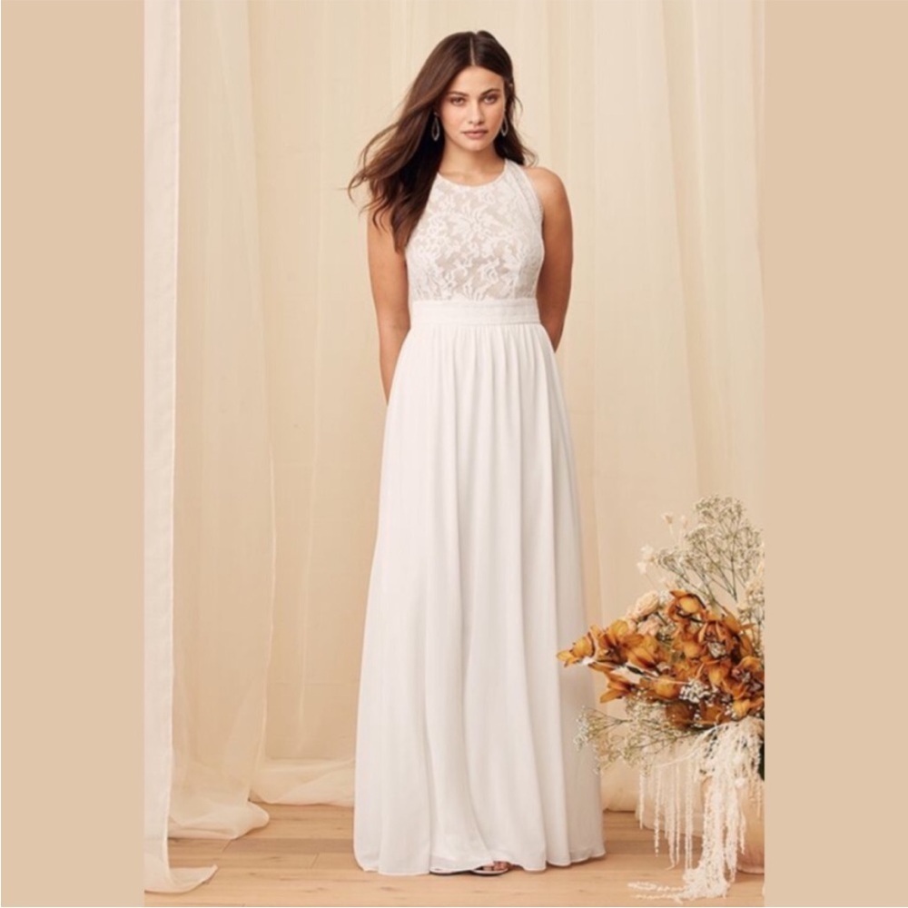 Lulus Forever & Always White Laced Sleeveless Maxi Dress Size Small